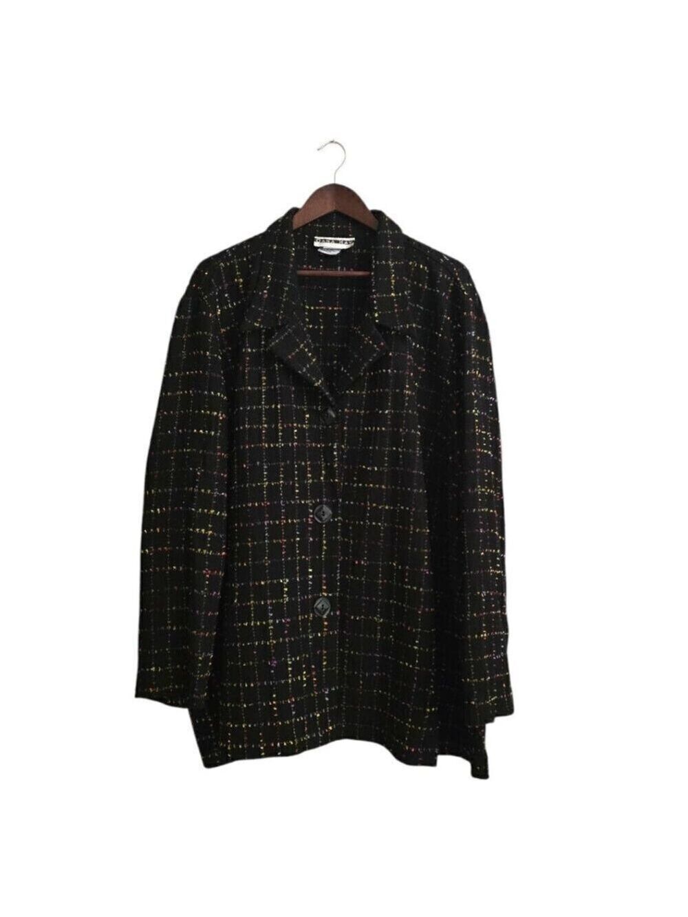 Dana Kay Vintage Rainbow Plaid Single Breasted Blazer Sz 34W